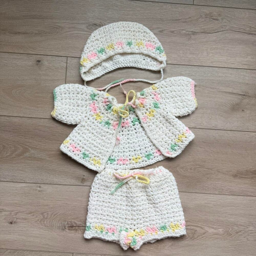Handmade crochet newborn baby matching
